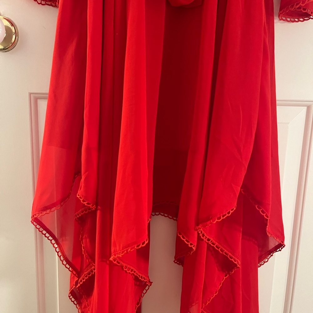 Red Asymmetrical Ruffled Sundress - Picture 8 of 8